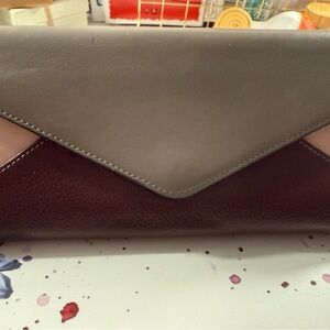Chloe Two-Tone Envelope Wallet — Gray and Burgundy
